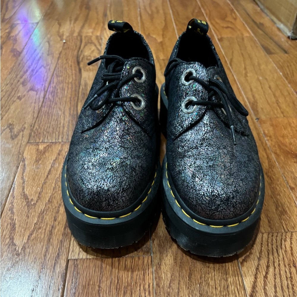 DOC MARTENS ✨🪩 Black Glitter/Holo Platform